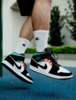 Nike Air Jordan Retro 1 Mid South Beach Black/white (Master Quality) Shoes Wala