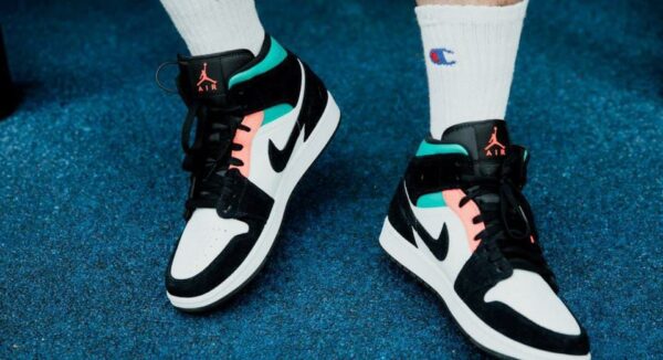 Nike Air Jordan Retro 1 Mid South Beach Black/white (Master Quality) Shoes Wala