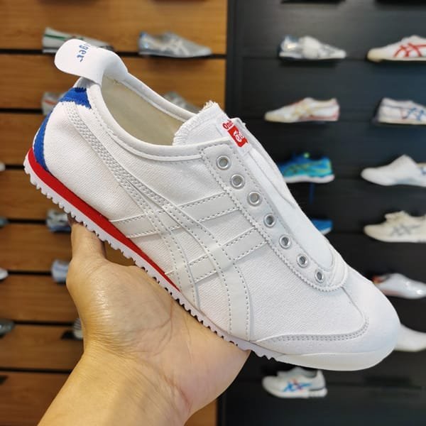ONITSUKA tiger MEXICO 66 SLIP ON WHITE RED BLUE (master Quality) Shoes Wala