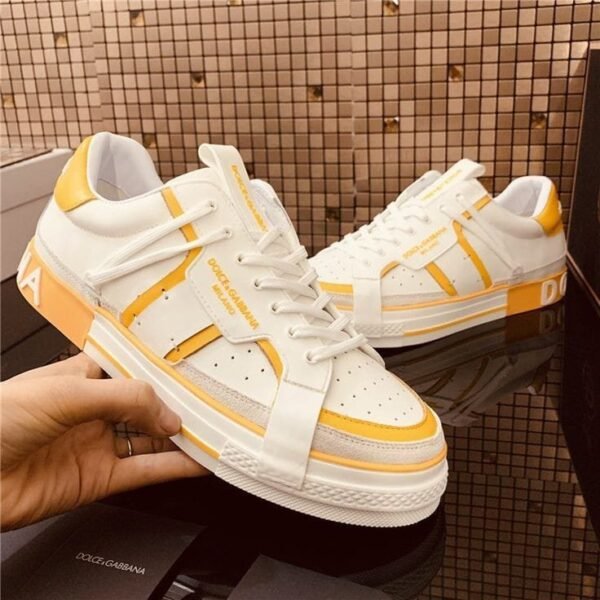 Dolce Gabbana Custom 2 Zero Panelled Low Top Sneakers White Yellow (Master Quality) Shoes Wala