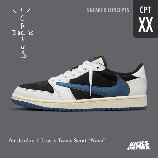 NIKE JORDAN RETRO 1 LOW TRAVIS SCOTT  “NAVY” (Master Quality) Shoes Wala