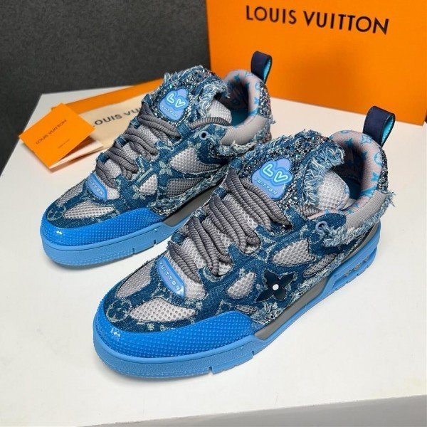 louis vuitton skate trainer blue monogram (Master Quality) Shoes Wala