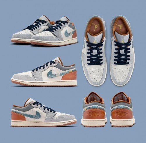 Air jordan 1Low se phantom Repaired denim swoosh (Master Quality) Shoes Wala