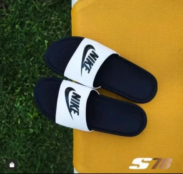Nike Benassi White & Black(Good Quality) Shoes Wala