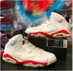 Nike Air Jordan Retro 6 White/Infrared(Master Quality) Shoes Wala