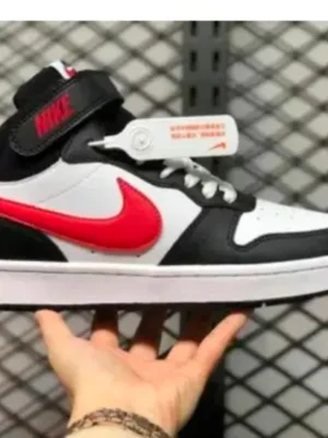 *Nike Court Borough Mid 2 Black White University Red (Master Quality) Shoes Wala
