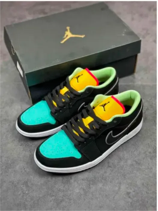 Air Jordan 1 Low Black Aurora Green Laser Orange(Master Quality) Shoes Wala