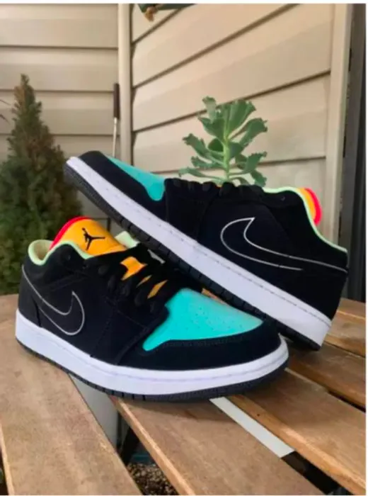 Air Jordan 1 Low Black Aurora Green Laser Orange(Master Quality) Shoes Wala