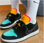Air Jordan 1 Low Black Aurora Green Laser Orange(Master Quality) Shoes Wala