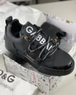 Dolce Gabbana Portofino Logo Embossed Black Sneakers ( Master Quality) Shoes Wala