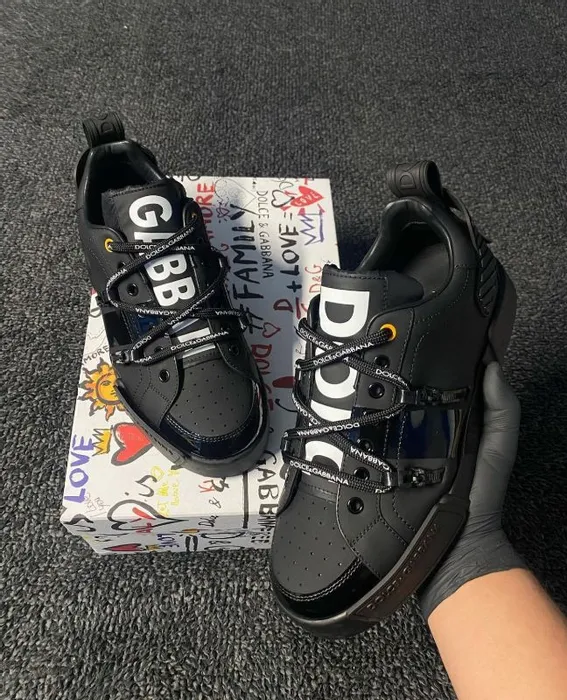 Dolce Gabbana Portofino Logo Embossed Black Sneakers ( Master Quality) Shoes Wala
