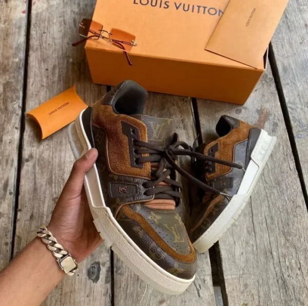 Louis Vuitton Trainer Monogram Canvas And Suede Leather-Brown (Master Quality) Shoes Wala