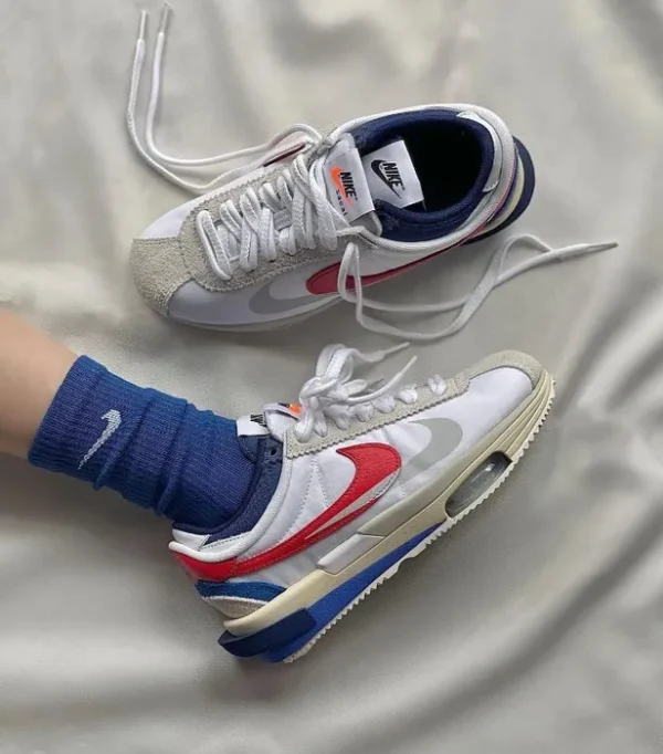 Sacial X Nike Zoom Cortez 40 White Red Blue (Master Quality) Shoes Wala